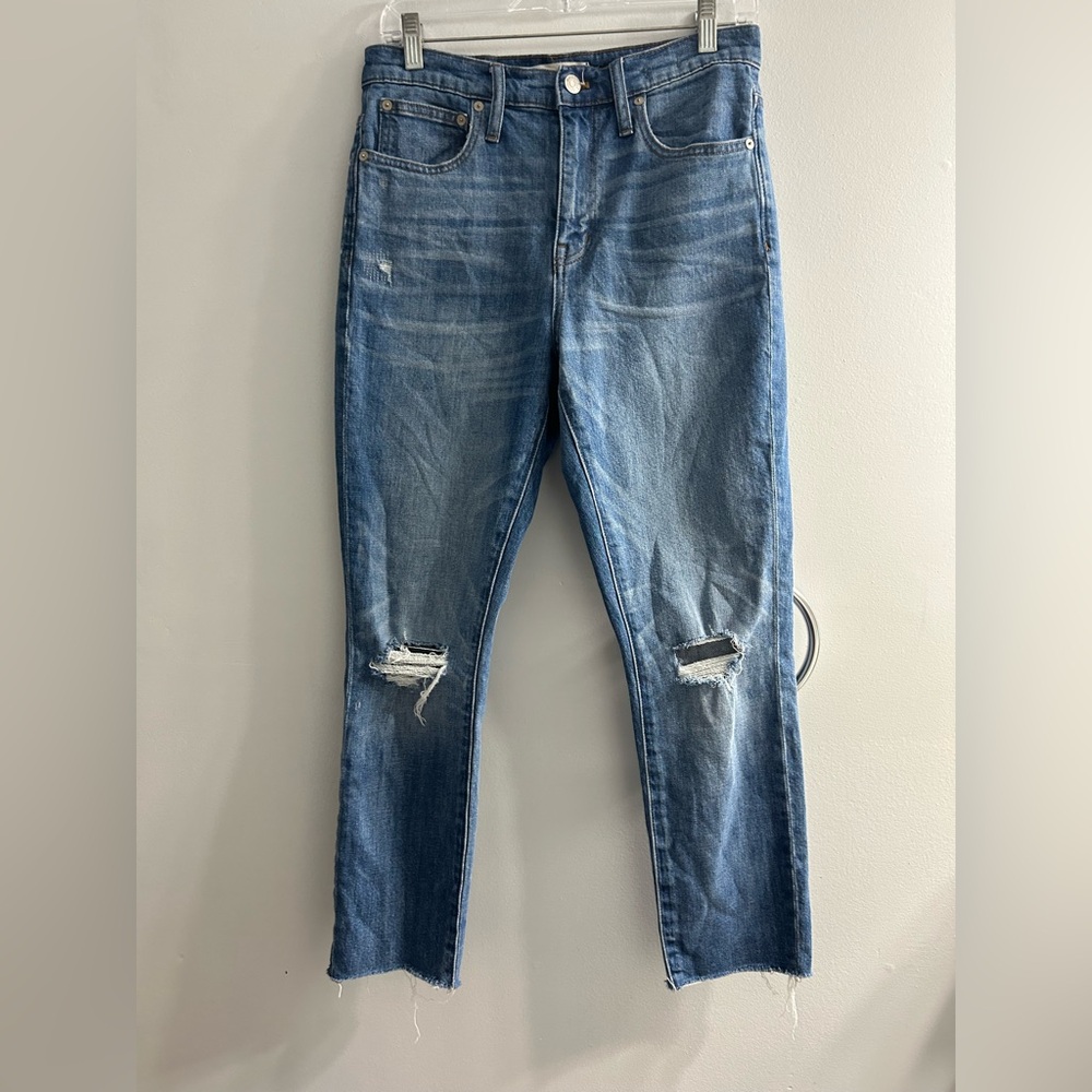 Madewell The High-Rise Slim Boy Jean Distressed Frayed Hem